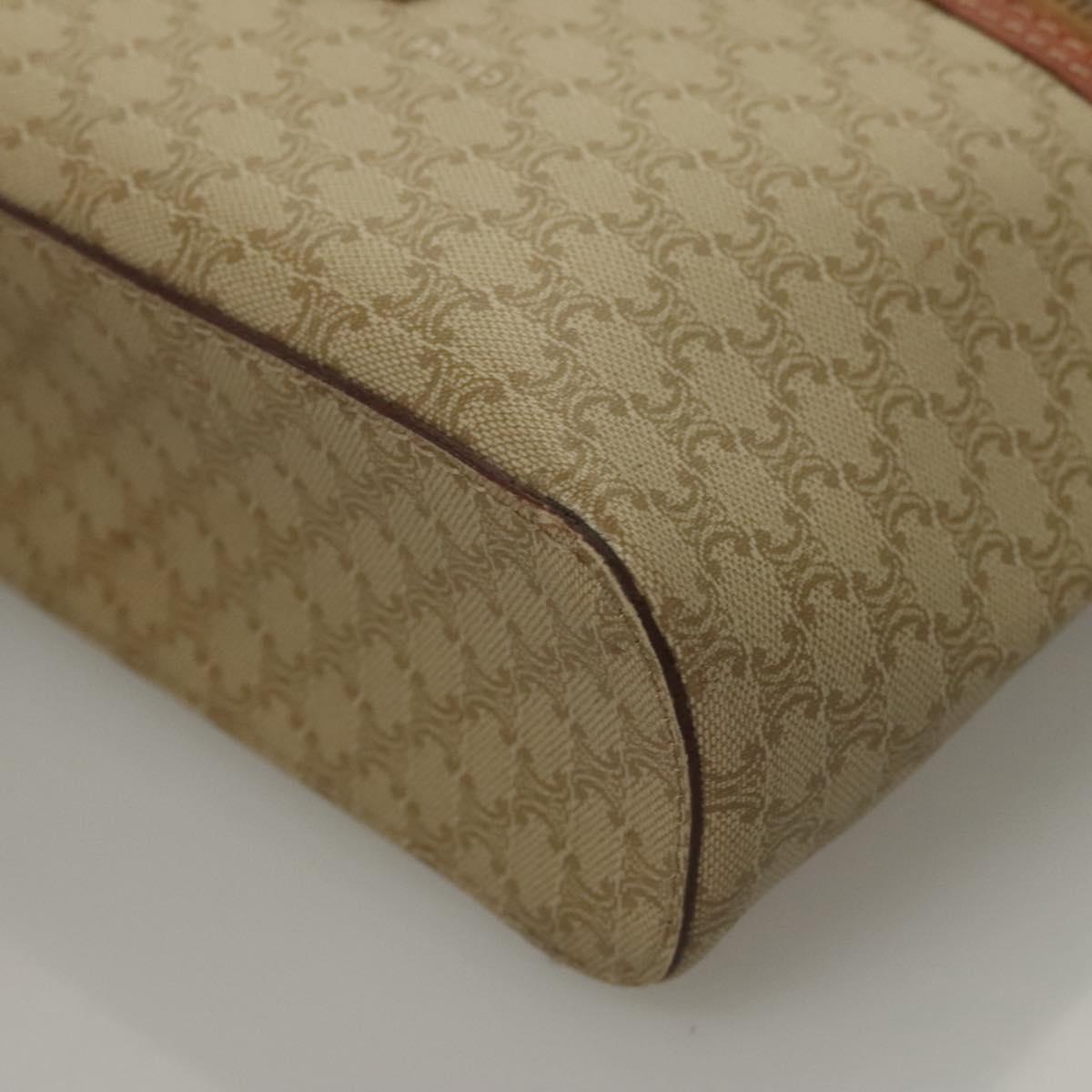 CELINE Macadam Canvas Vanity Pouch PVC Beige Gold Auth bs24048