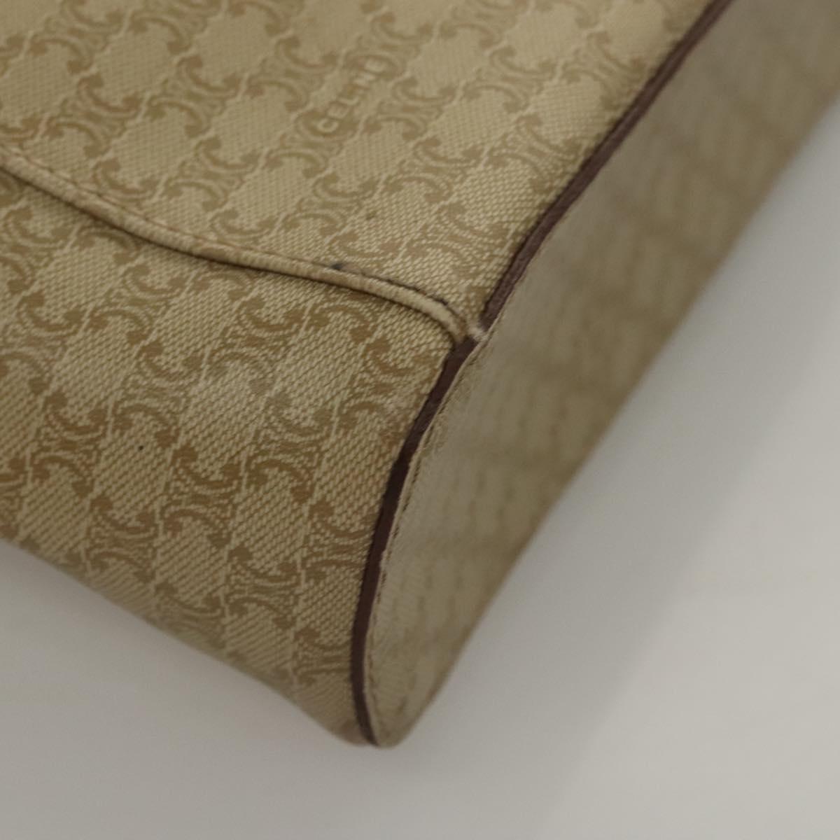 CELINE Macadam Canvas Vanity Pouch PVC Beige Gold Auth bs24048