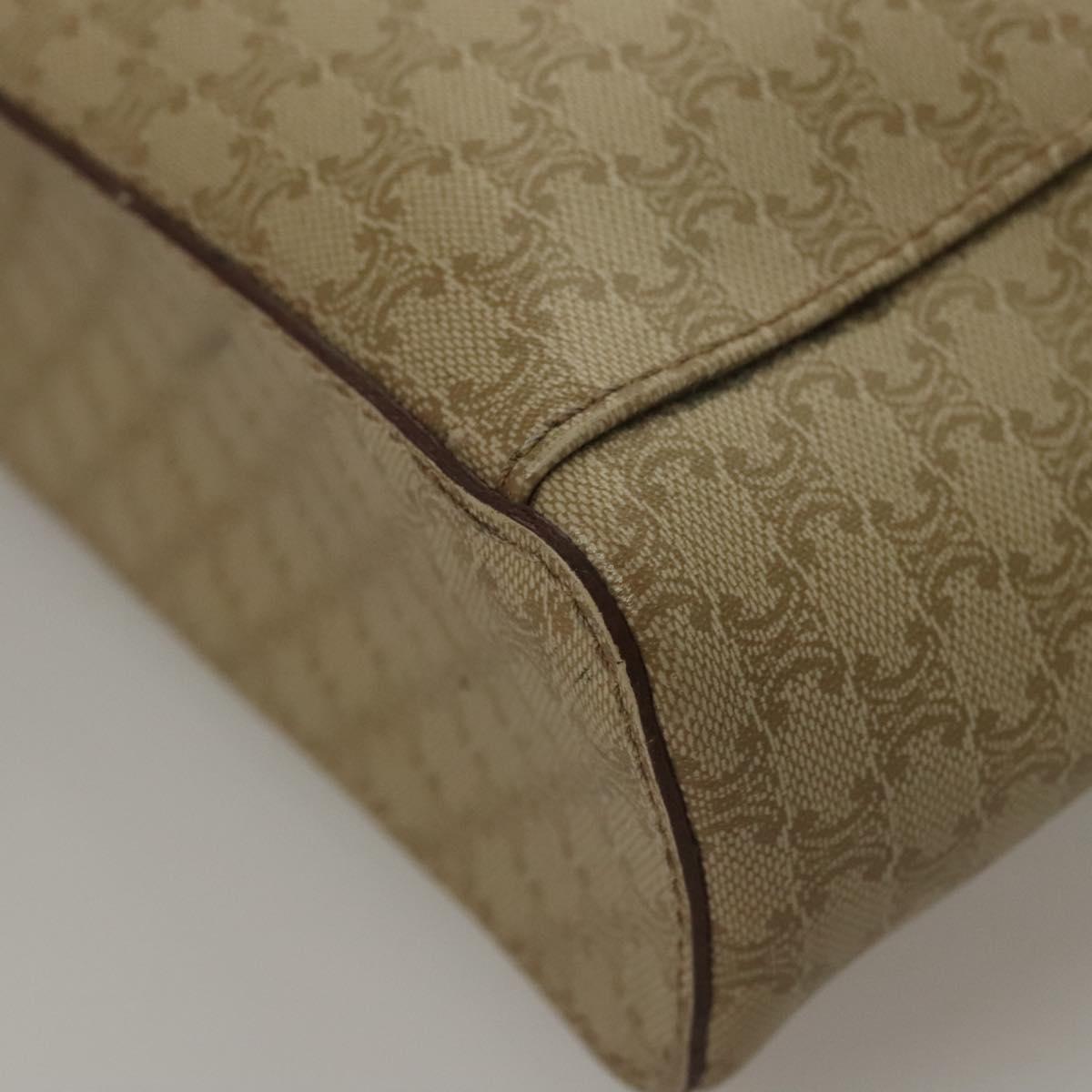 CELINE Macadam Canvas Vanity Pouch PVC Beige Gold Auth bs24048