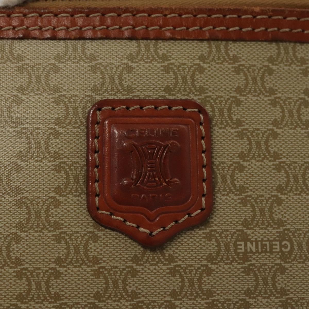 CELINE Macadam Canvas Vanity Pouch PVC Beige Gold Auth bs24048