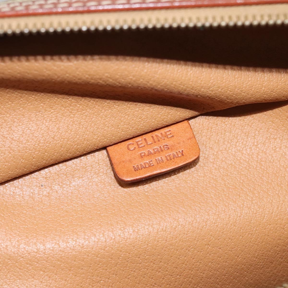 CELINE Macadam Canvas Vanity Pouch PVC Beige Gold Auth bs24048