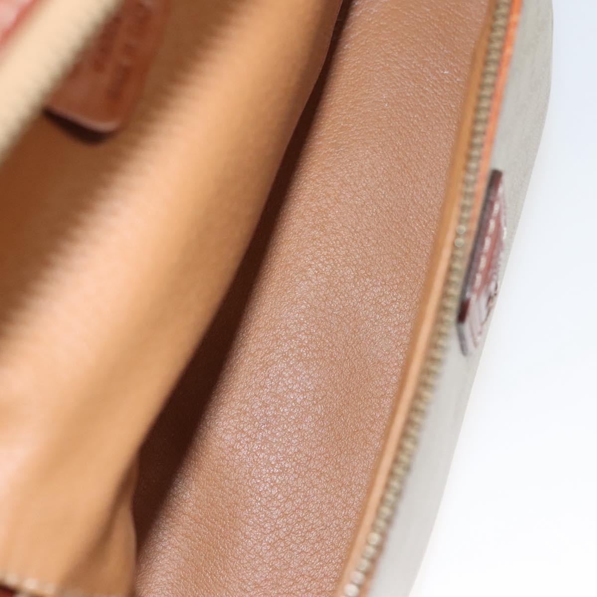 CELINE Macadam Canvas Vanity Pouch PVC Beige Gold Auth bs24048
