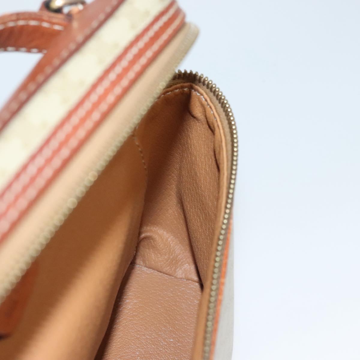 CELINE Macadam Canvas Vanity Pouch PVC Beige Gold Auth bs24048