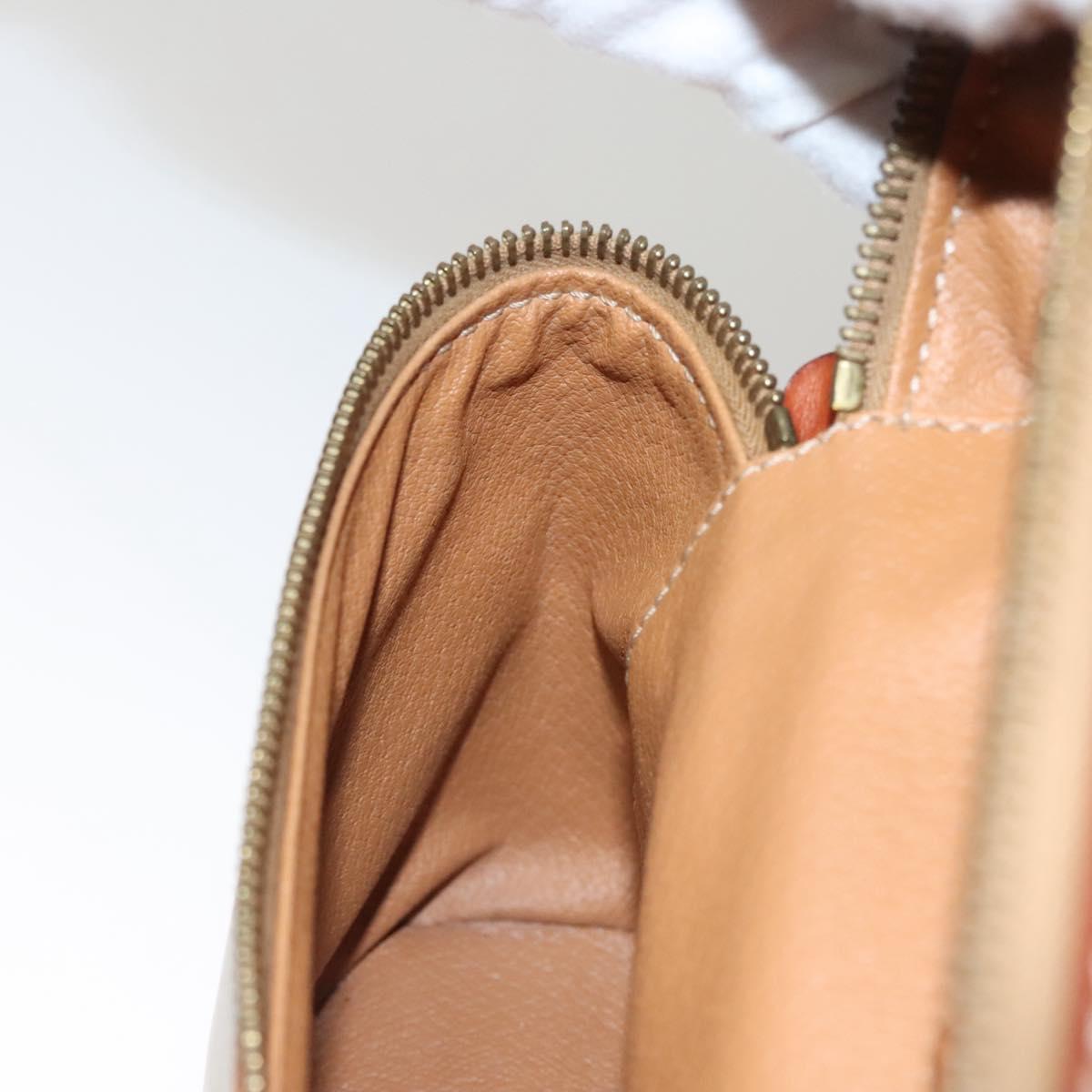 CELINE Macadam Canvas Vanity Pouch PVC Beige Gold Auth bs24048