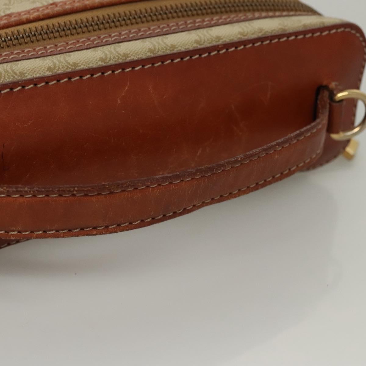 CELINE Macadam Canvas Vanity Pouch PVC Beige Gold Auth bs24048