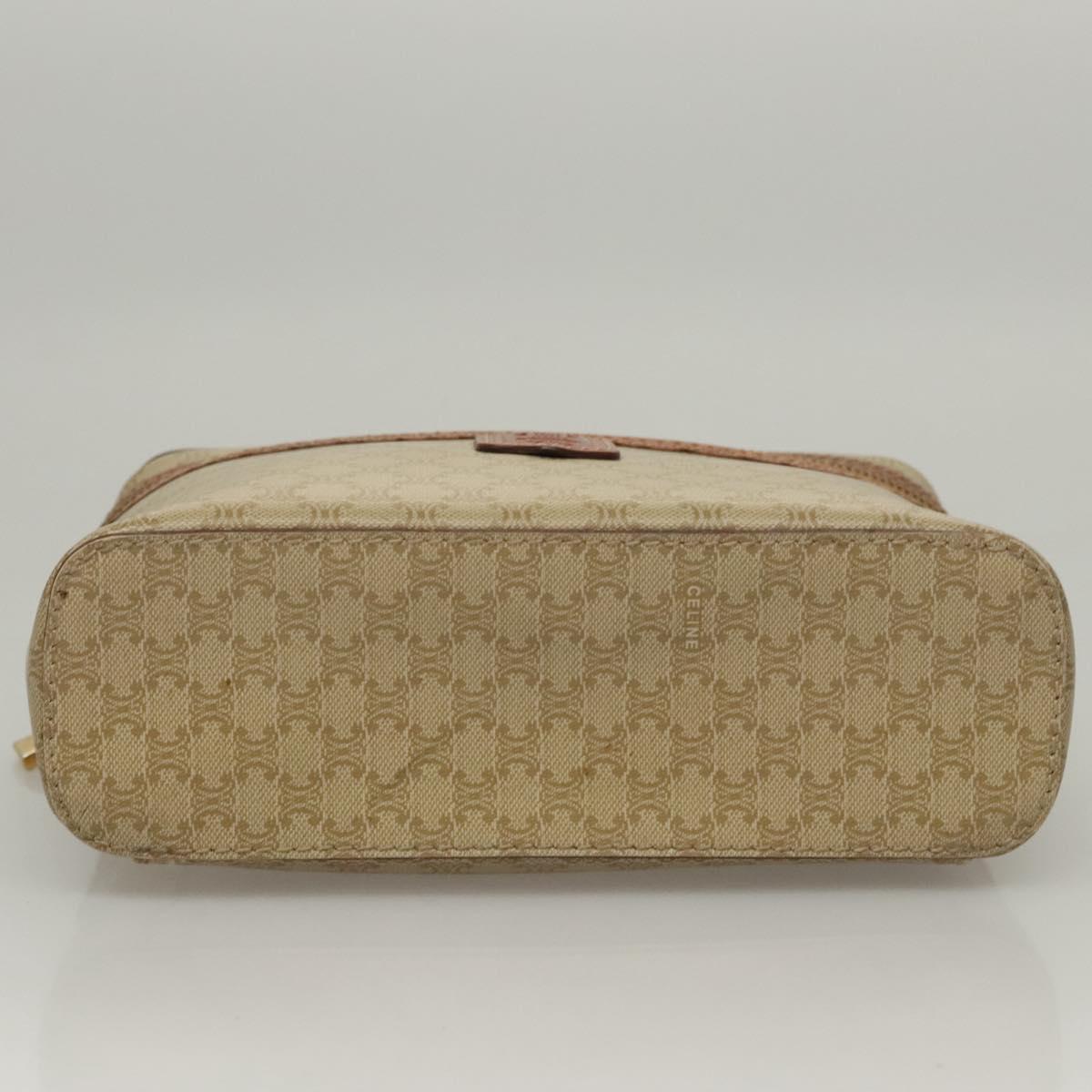 CELINE Macadam Canvas Vanity Pouch PVC Beige Gold Auth bs24048