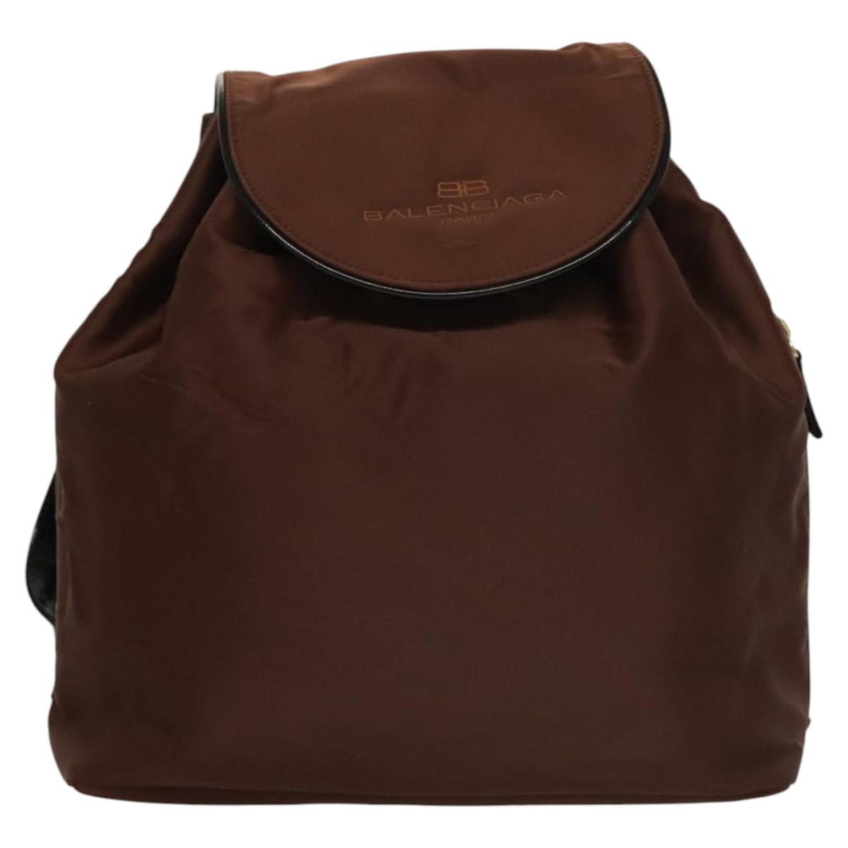 BALENCIAGA Backpack Nylon Brown Auth bs24055