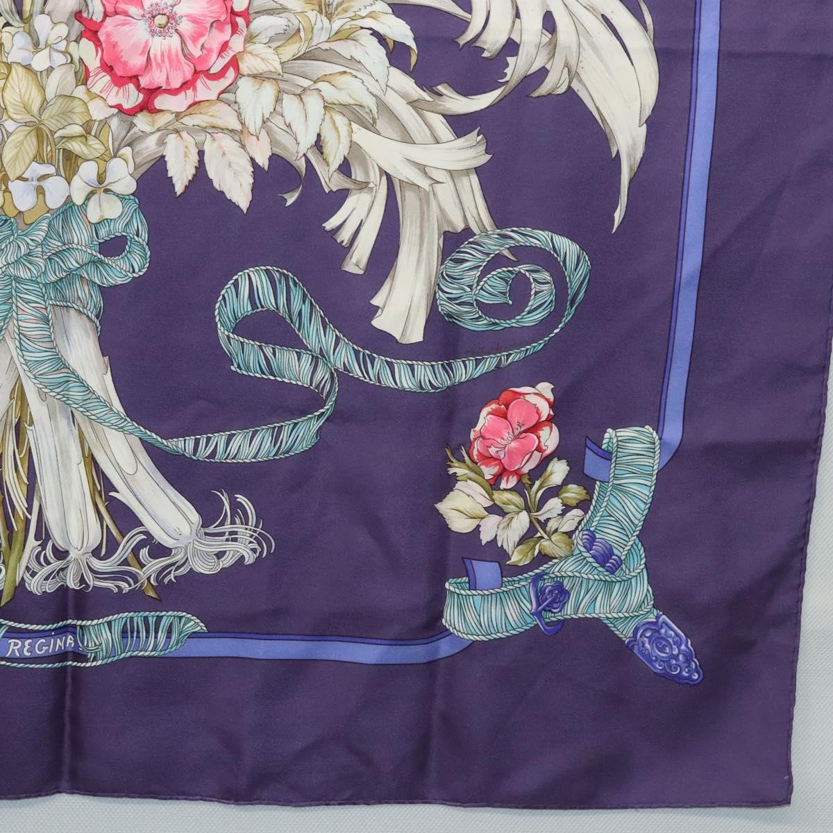 HERMES Carre 90 Scarf ""REGINA"" Silk Purple Auth bs24064