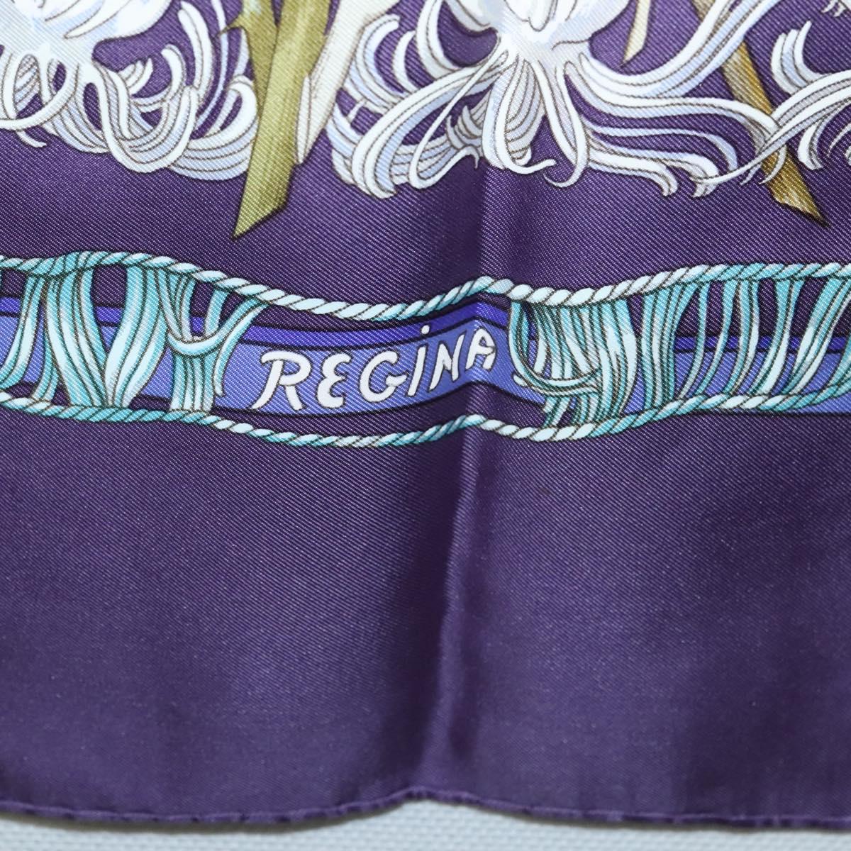HERMES Carre 90 Scarf ""REGINA"" Silk Purple Auth bs24064