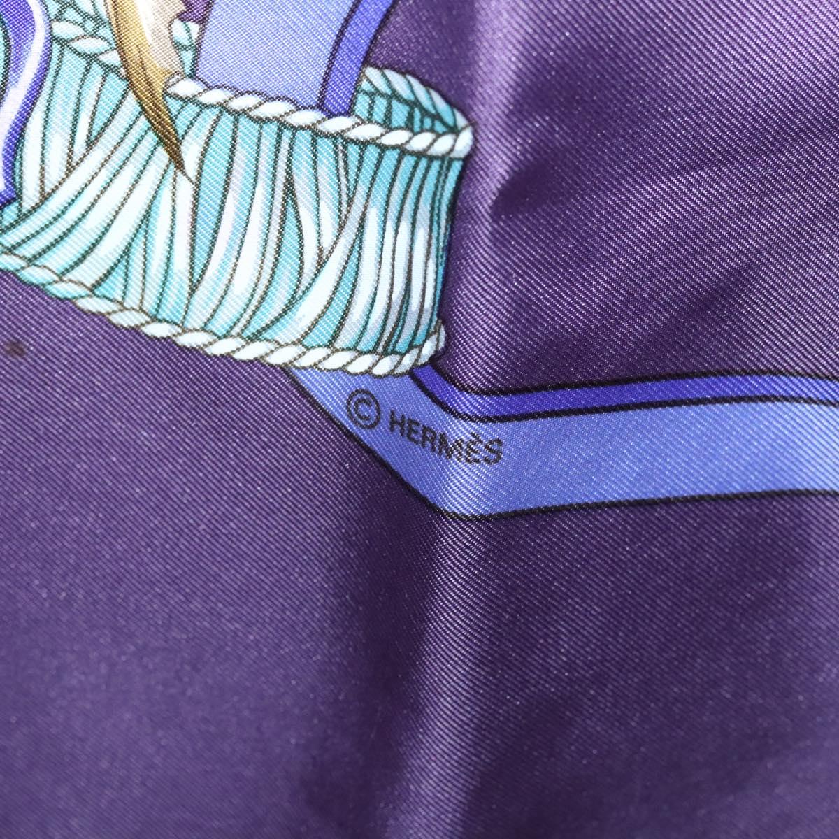 HERMES Carre 90 Scarf ""REGINA"" Silk Purple Auth bs24064