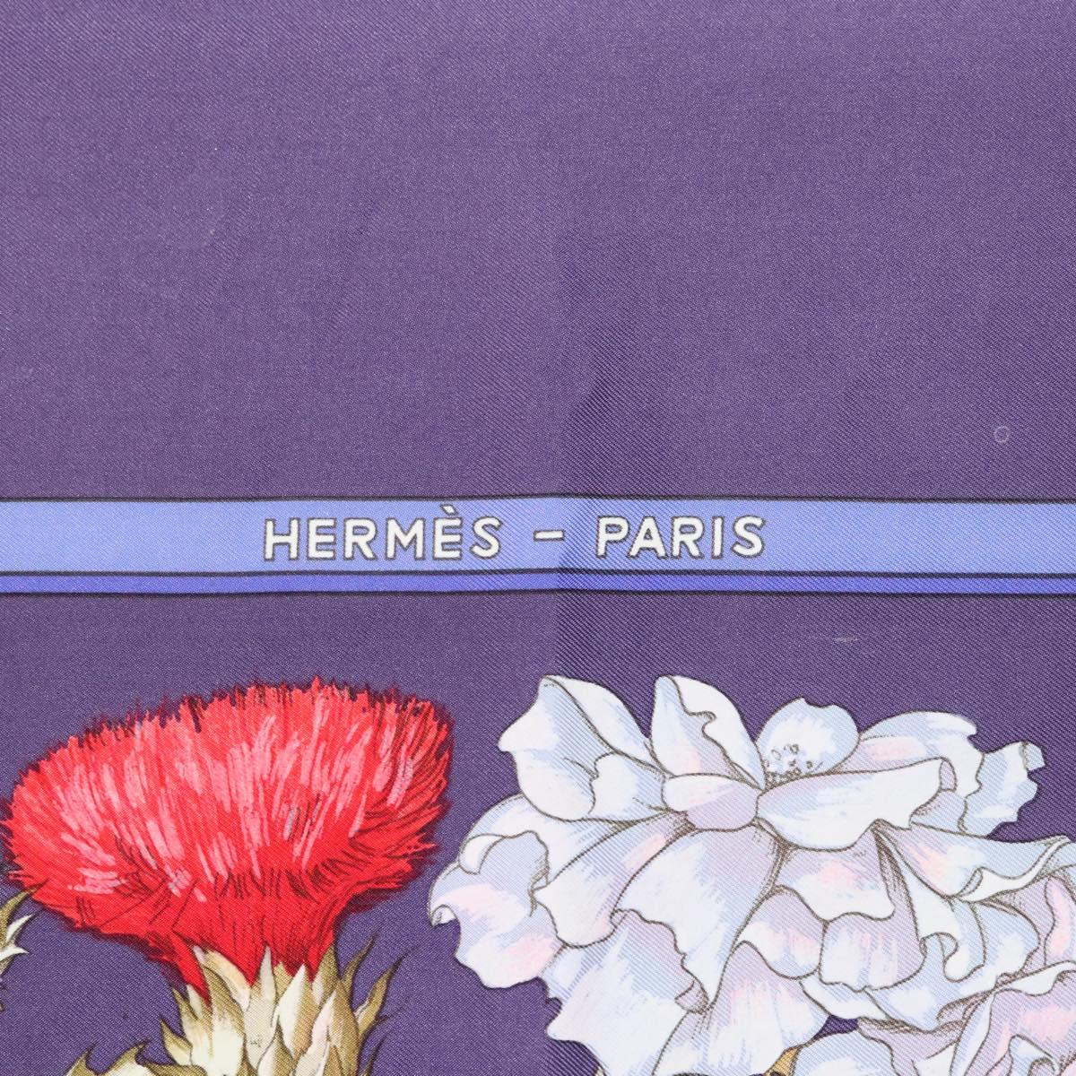 HERMES Carre 90 Scarf ""REGINA"" Silk Purple Auth bs24064