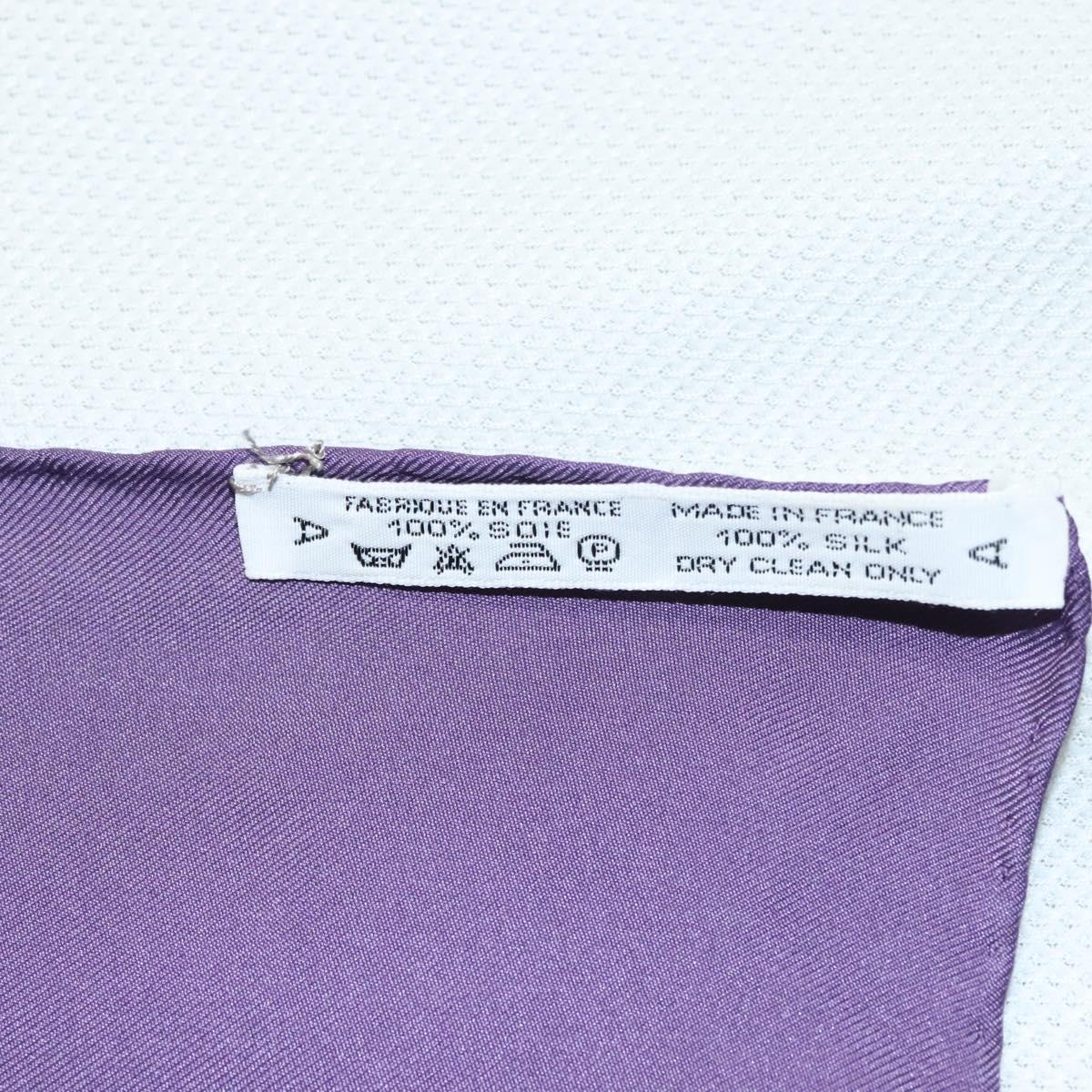 HERMES Carre 90 Scarf ""REGINA"" Silk Purple Auth bs24064