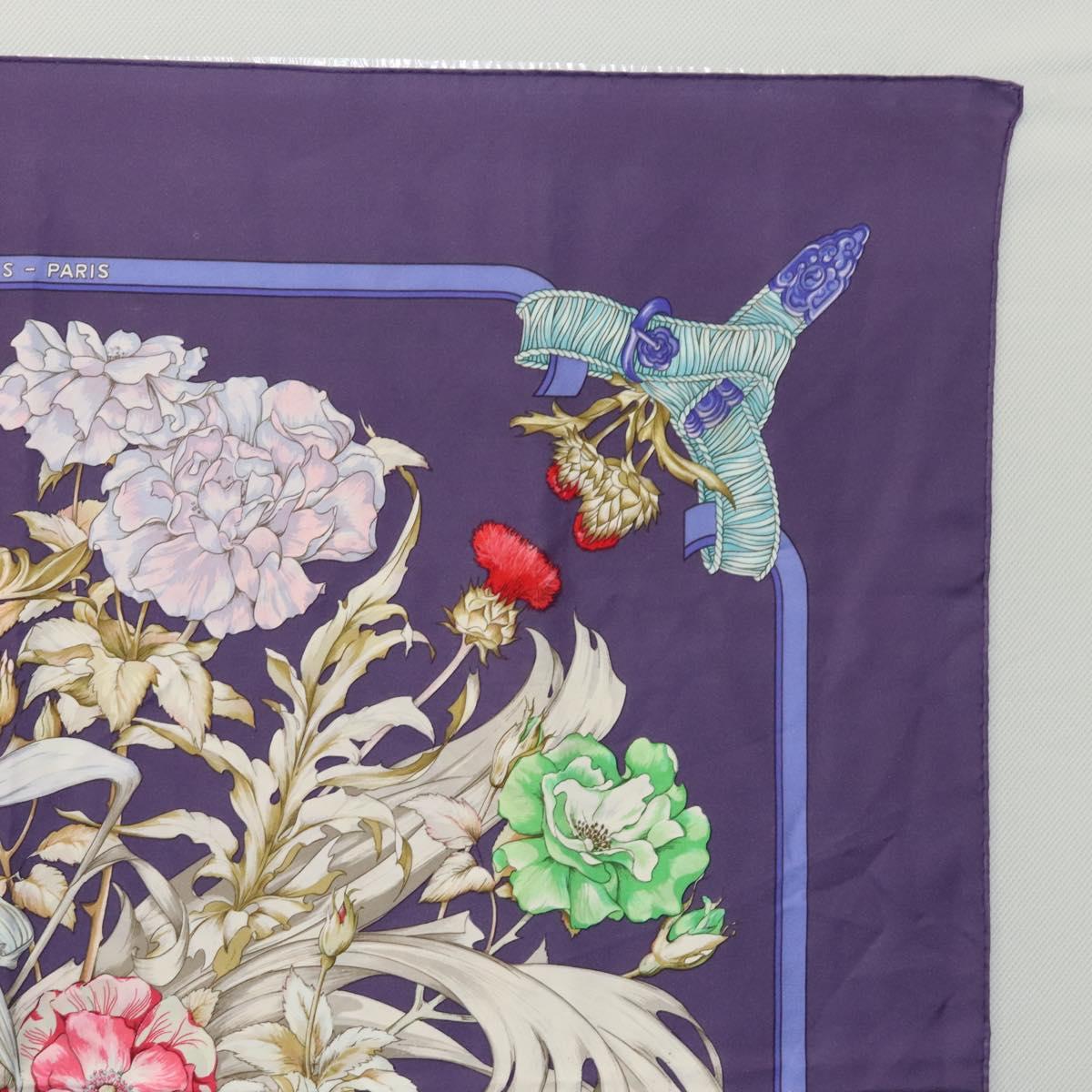 HERMES Carre 90 Scarf ""REGINA"" Silk Purple Auth bs24064