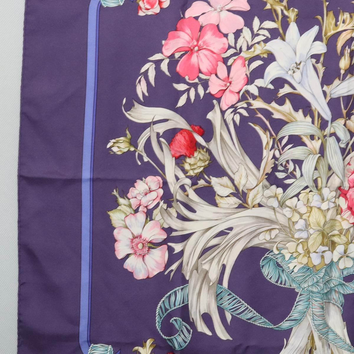 HERMES Carre 90 Scarf ""REGINA"" Silk Purple Auth bs24064