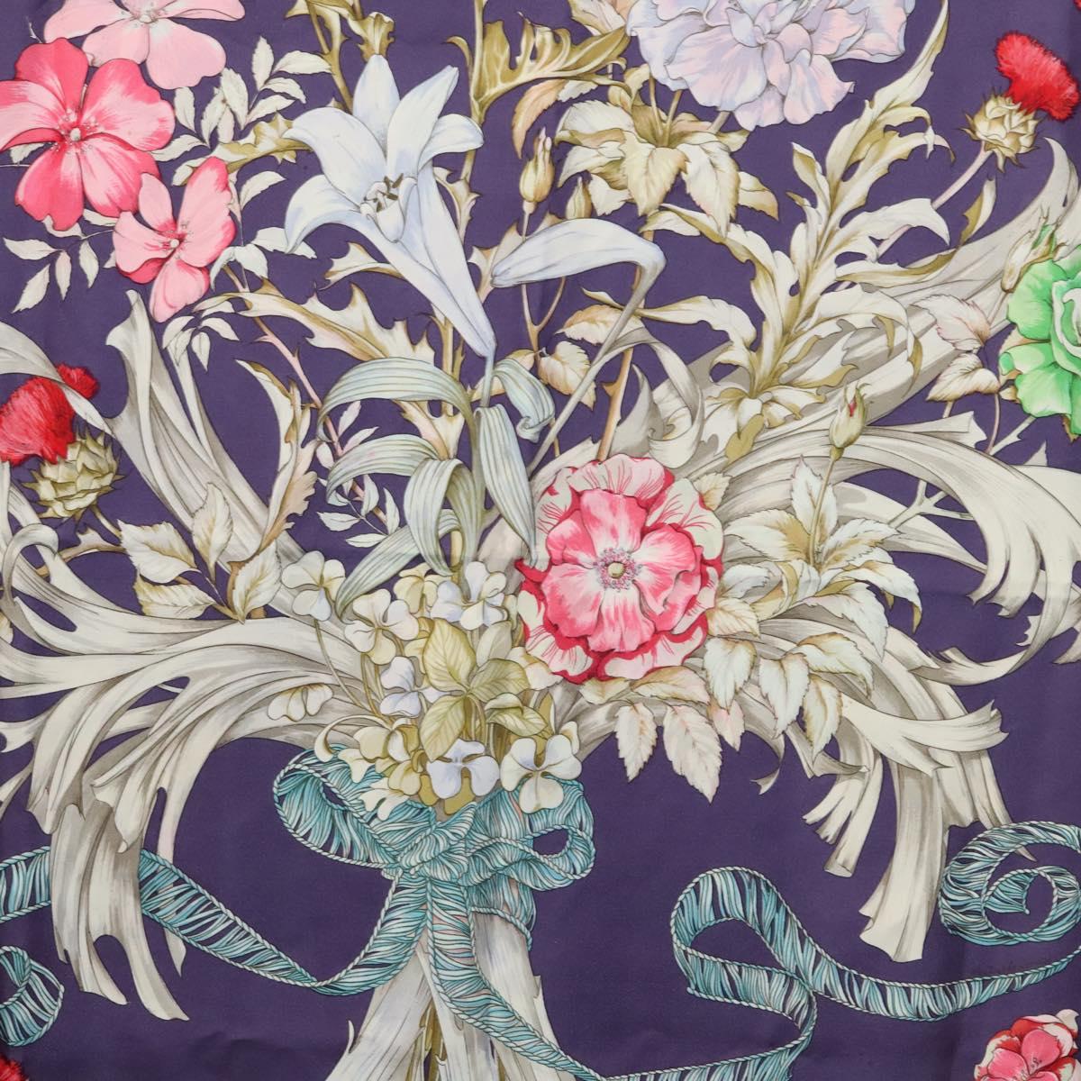 HERMES Carre 90 Scarf ""REGINA"" Silk Purple Auth bs24064