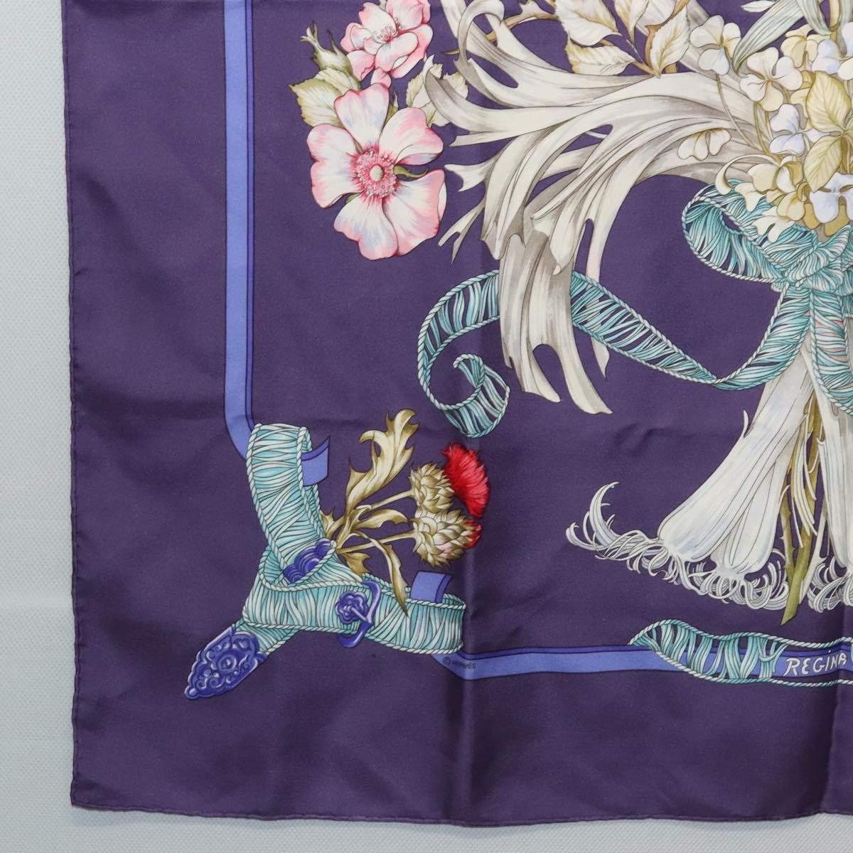 HERMES Carre 90 Scarf ""REGINA"" Silk Purple Auth bs24064