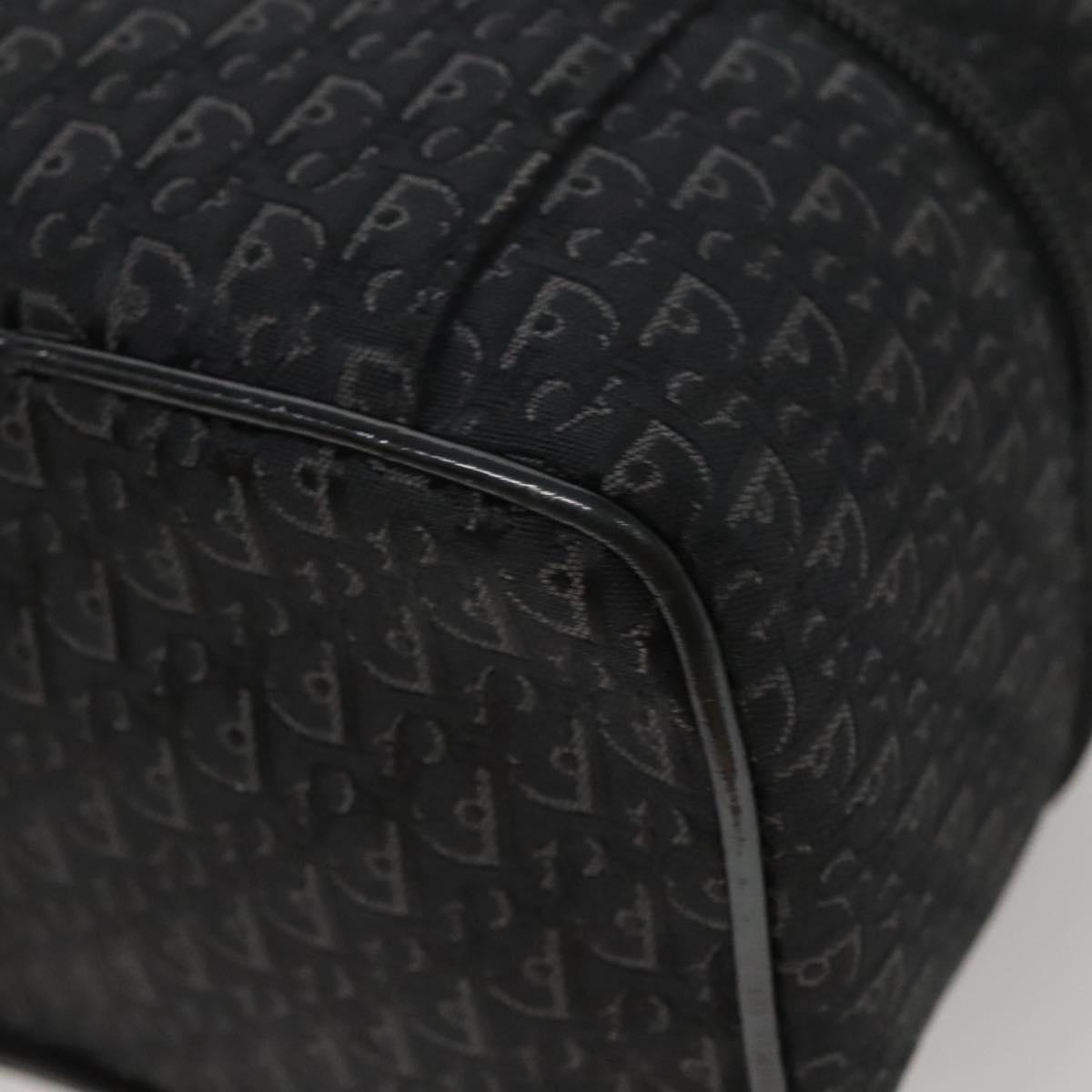 Christian Dior Trotter Canvas Vanity Chain Pouch Black Silver Auth bs24090