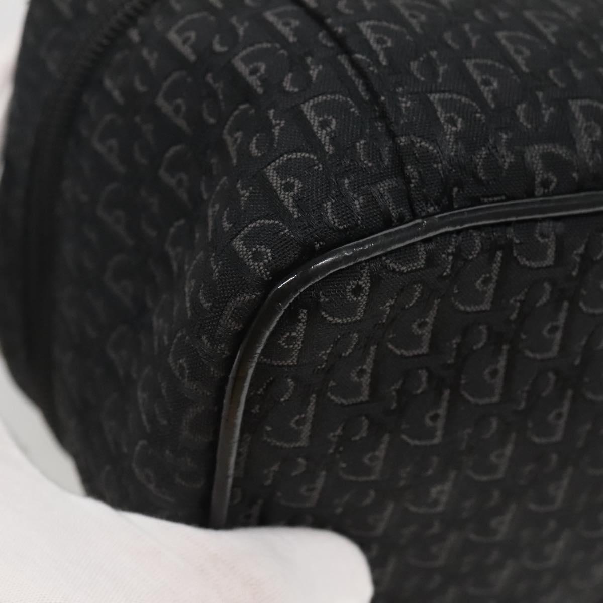 Christian Dior Trotter Canvas Vanity Chain Pouch Black Silver Auth bs24090