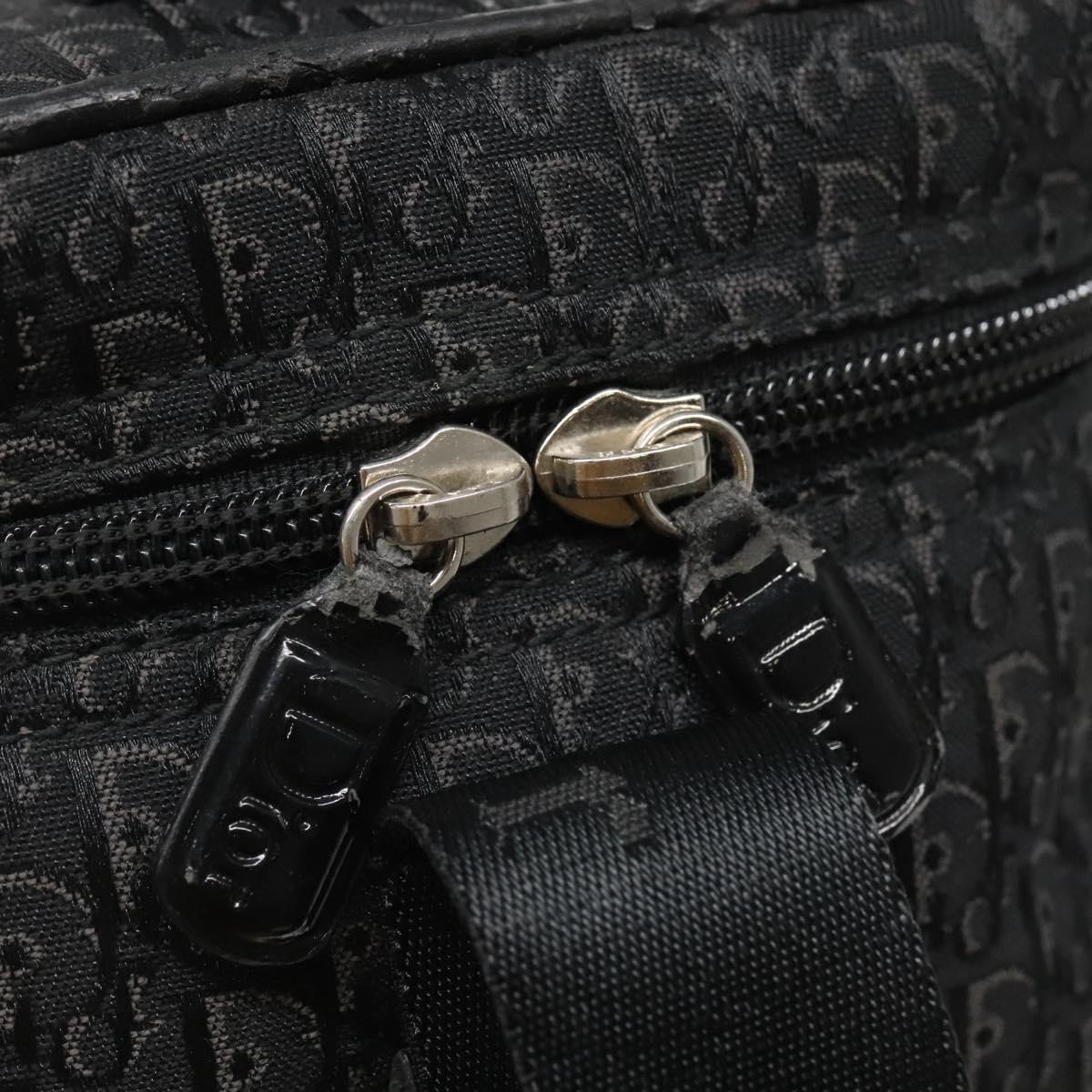Christian Dior Trotter Canvas Vanity Chain Pouch Black Silver Auth bs24090