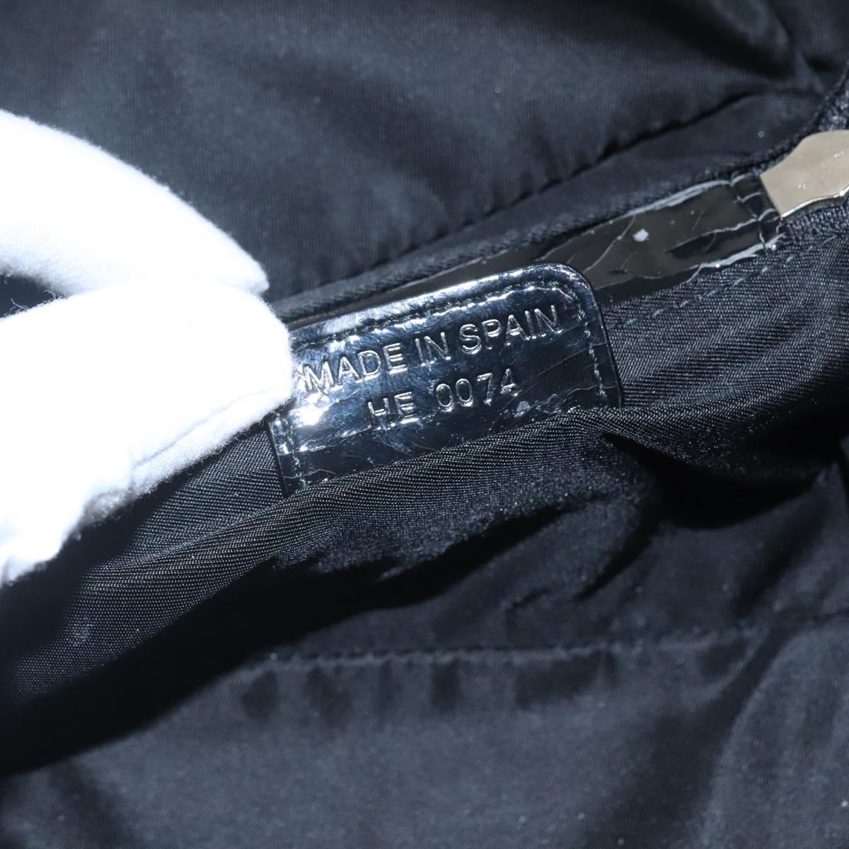 Christian Dior Trotter Canvas Vanity Chain Pouch Black Silver Auth bs24090