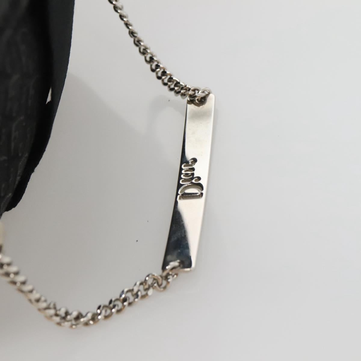 Christian Dior Trotter Canvas Vanity Chain Pouch Black Silver Auth bs24090