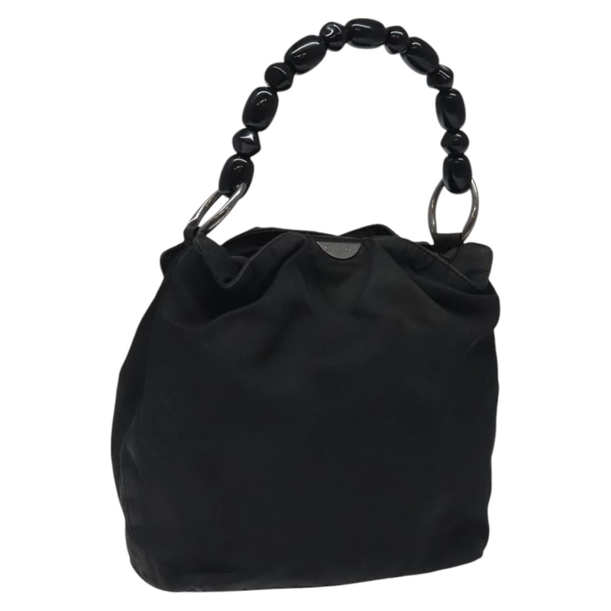 Christian Dior Maris Pearl Hand Bag Nylon Black Auth bs24098