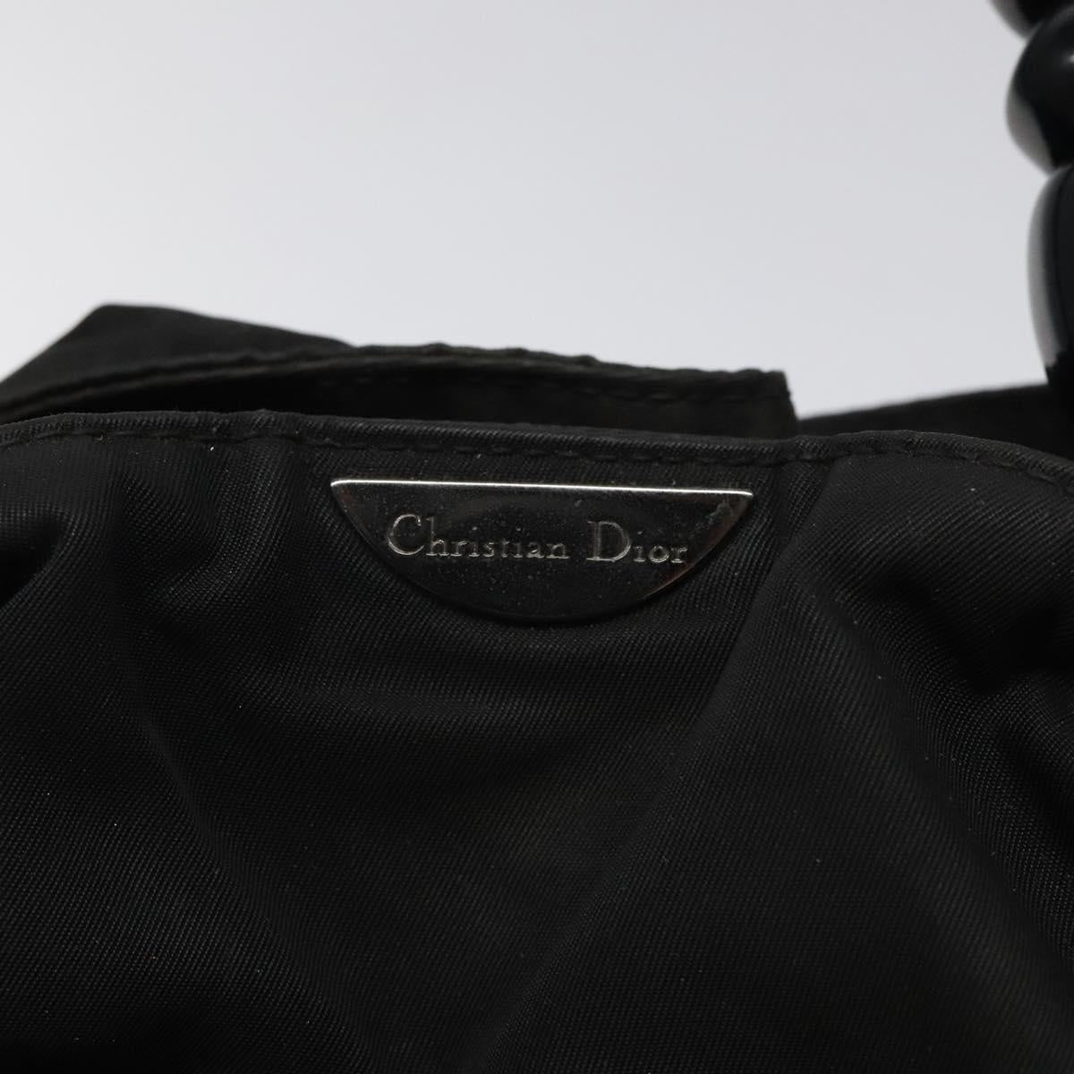 Christian Dior Maris Pearl Hand Bag Nylon Black Auth bs24098