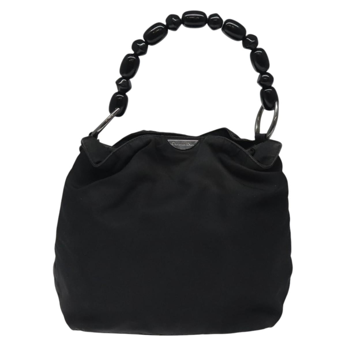 Christian Dior Maris Pearl Hand Bag Nylon Black Auth bs24098