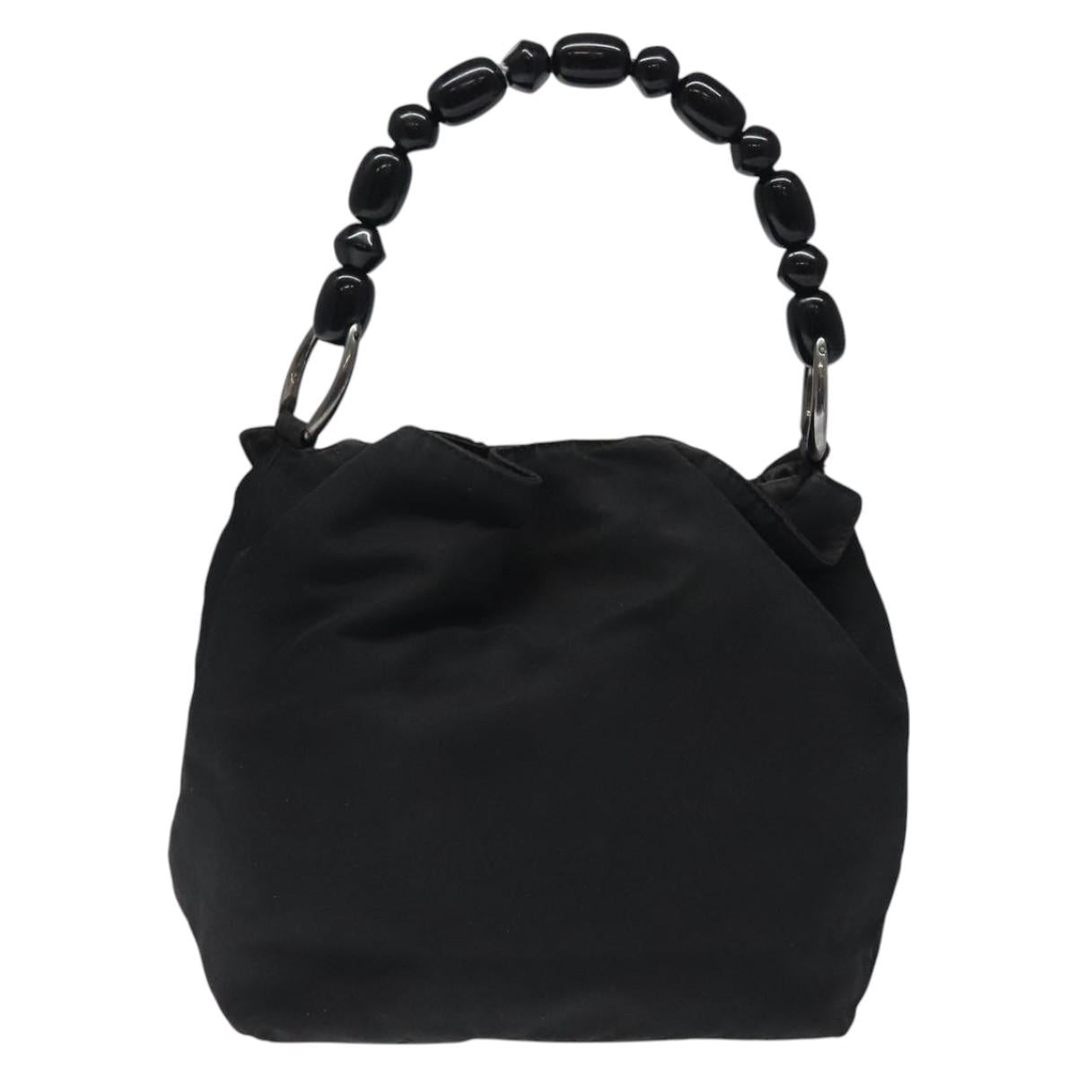 Christian Dior Maris Pearl Hand Bag Nylon Black Auth bs24098
