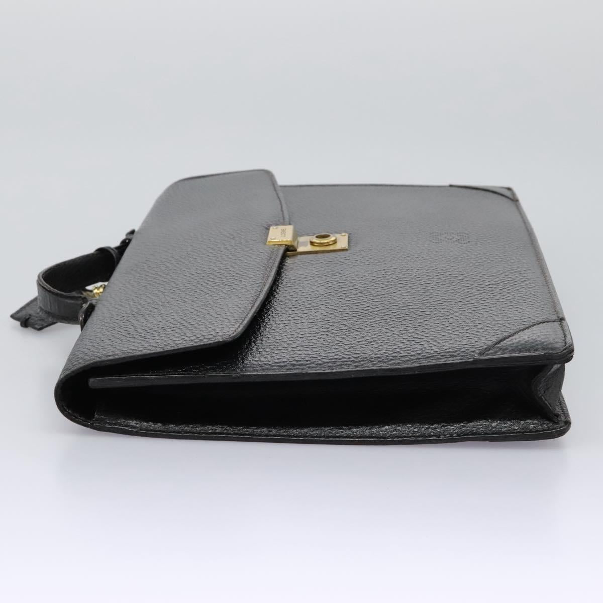 LOEWE Anagram Business Bag Leather Black Auth bs24101
