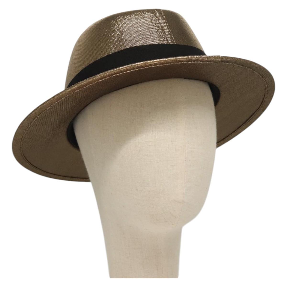 SAINT LAURENT Hat Canvas Gold Tone Auth bs24106