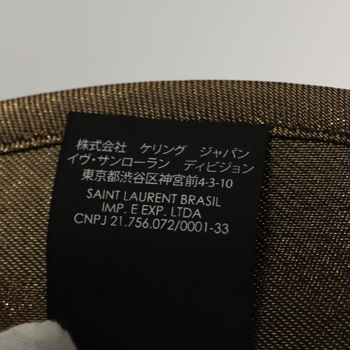 SAINT LAURENT Hat Canvas Gold Tone Auth bs24106