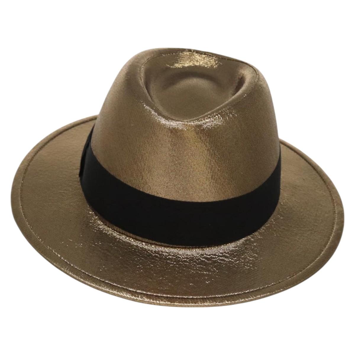 SAINT LAURENT Hat Canvas Gold Tone Auth bs24106