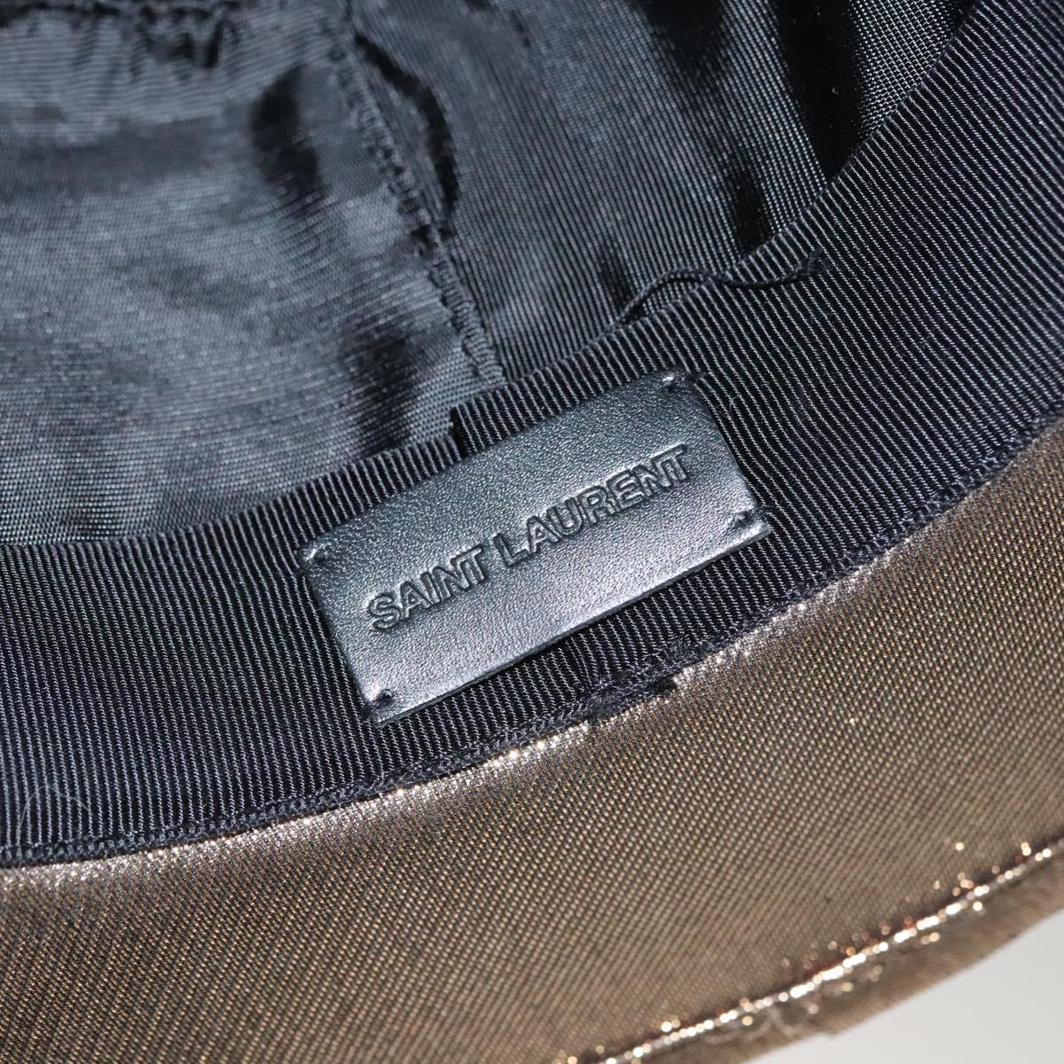 SAINT LAURENT Hat Canvas Gold Tone Auth bs24106