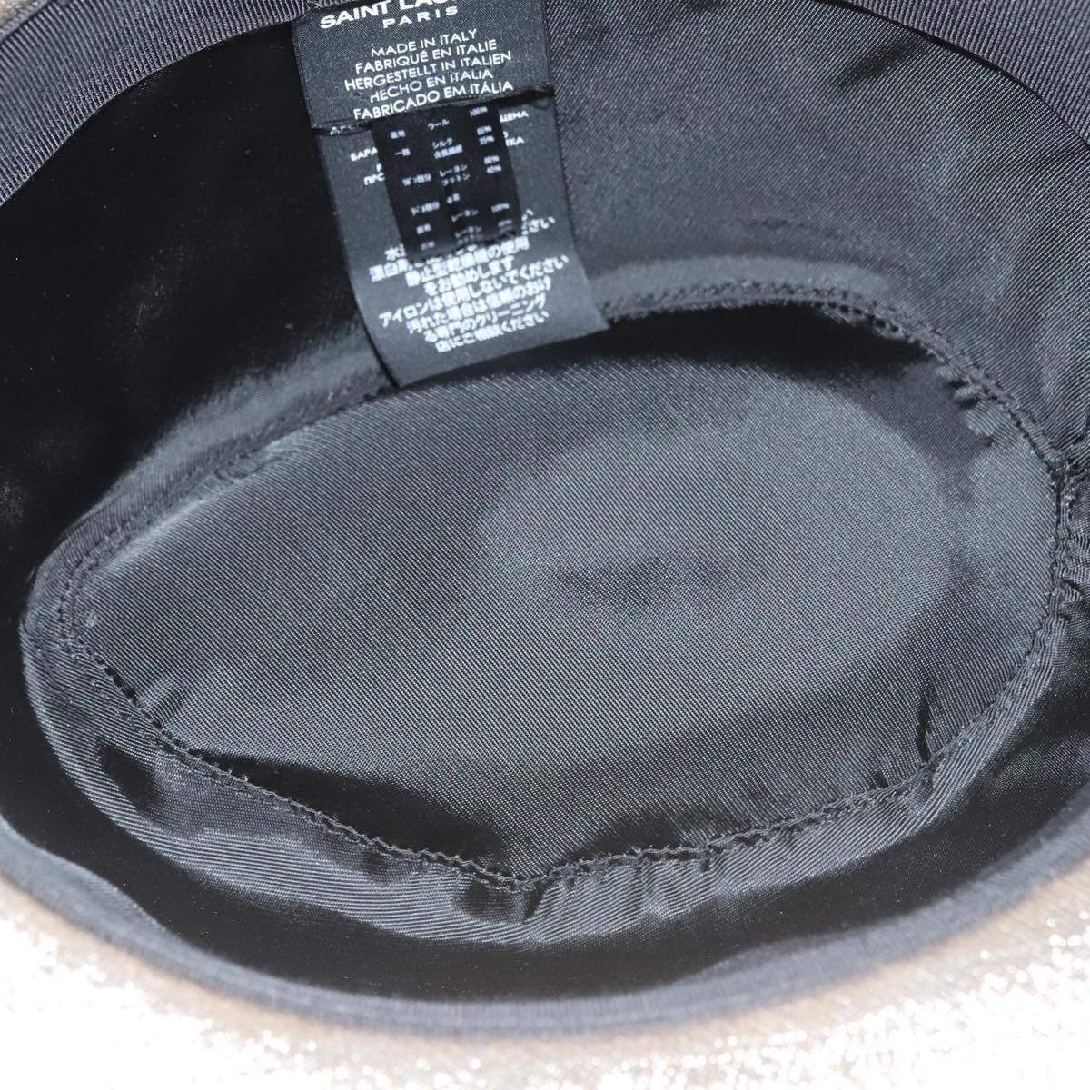 SAINT LAURENT Hat Canvas Gold Tone Auth bs24106