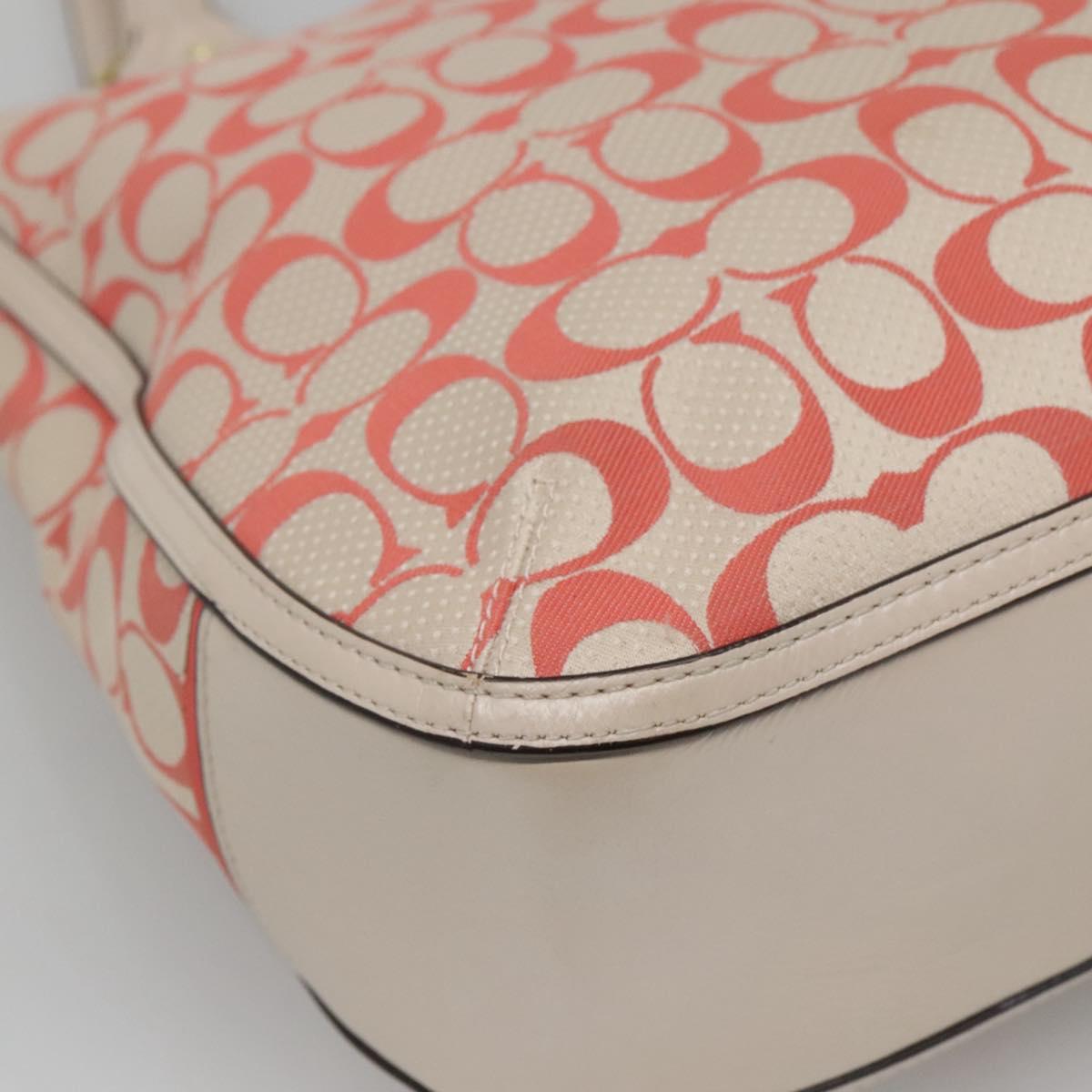 Coach Signature Tote Bag Canvas Pink Auth bs24113