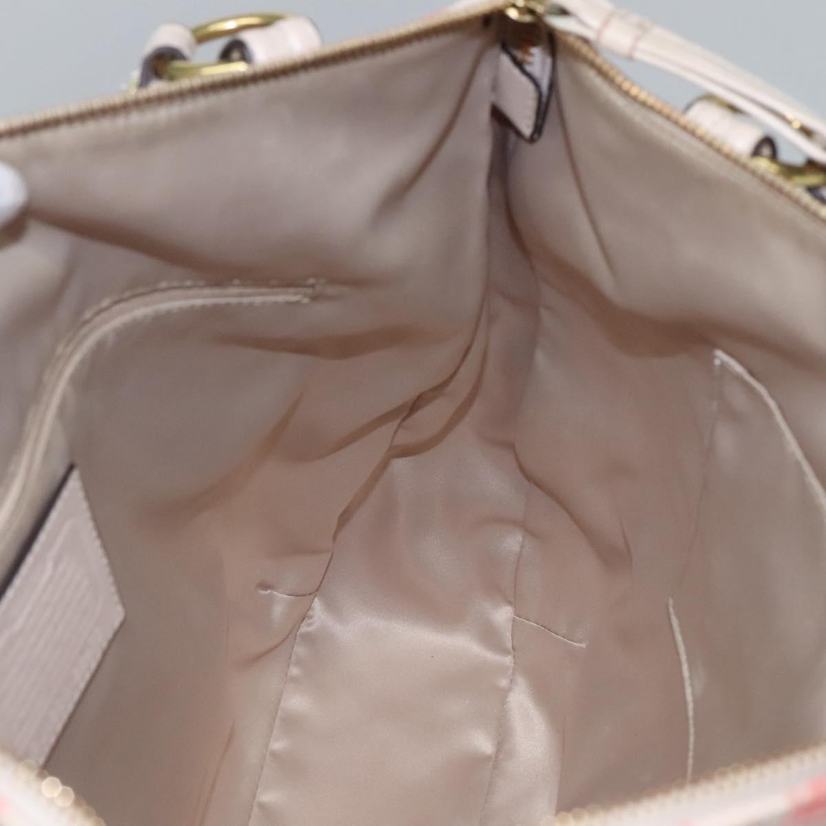 Coach Signature Tote Bag Canvas Pink Auth bs24113