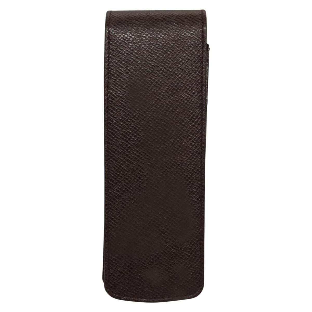 LOUIS VUITTON Taiga Dog Solo Pen Case Acajou LV Auth bs24147