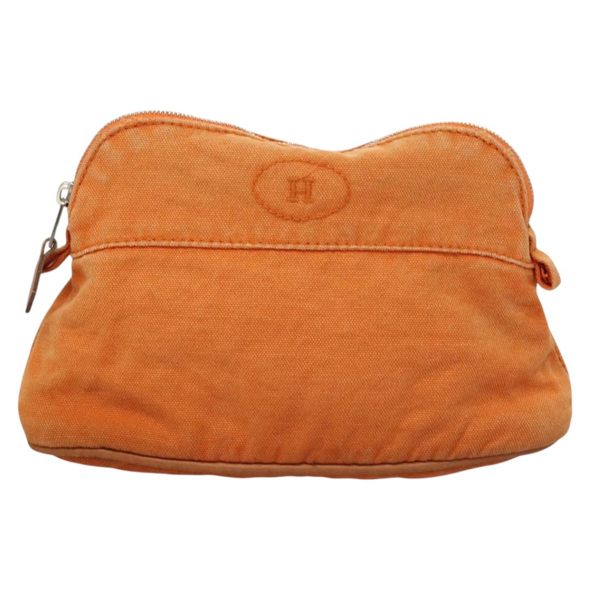 HERMES Bolide Pouch Canvas 2Set Orange Brown Auth bs24160