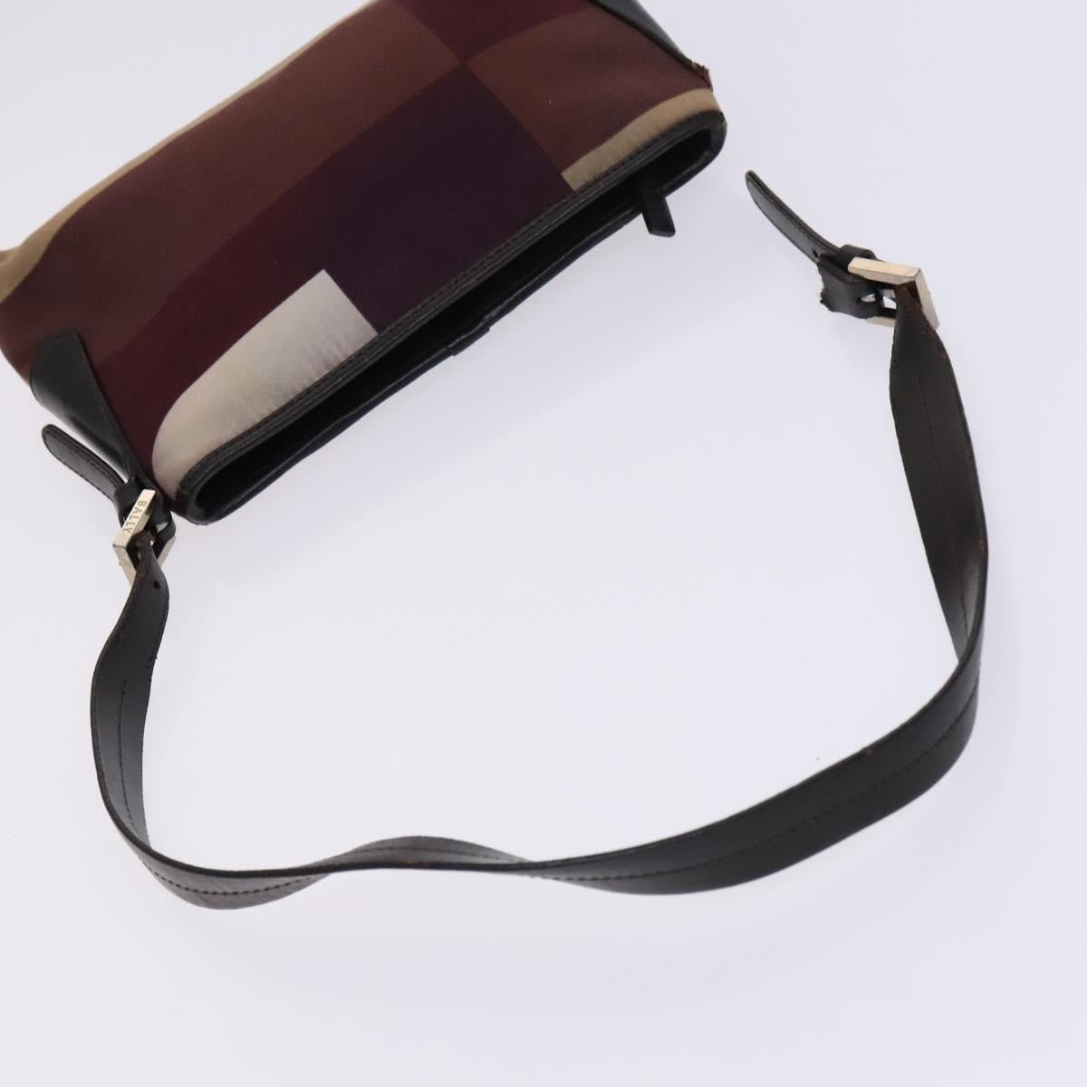 BALLY Shoulder Bag Canvas Leather 5Set Beige Brown Navy Auth bs24168