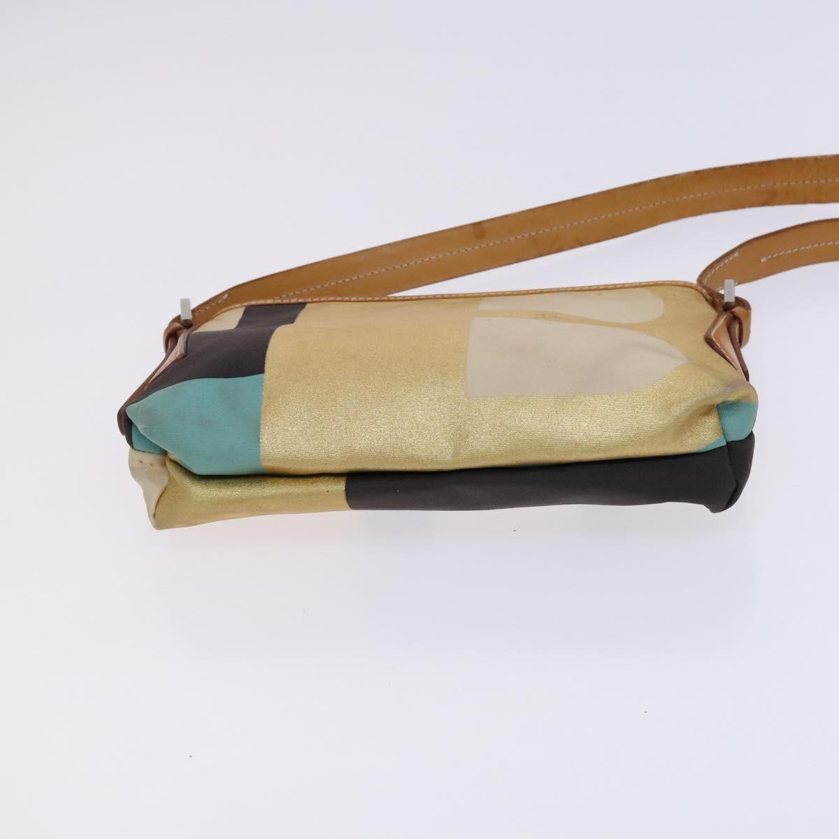 BALLY Shoulder Bag Canvas Leather 5Set Beige Brown Navy Auth bs24168