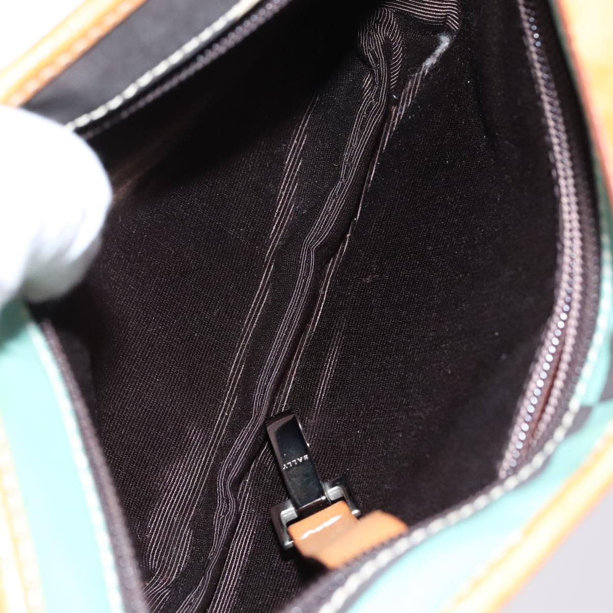 BALLY Shoulder Bag Canvas Leather 5Set Beige Brown Navy Auth bs24168