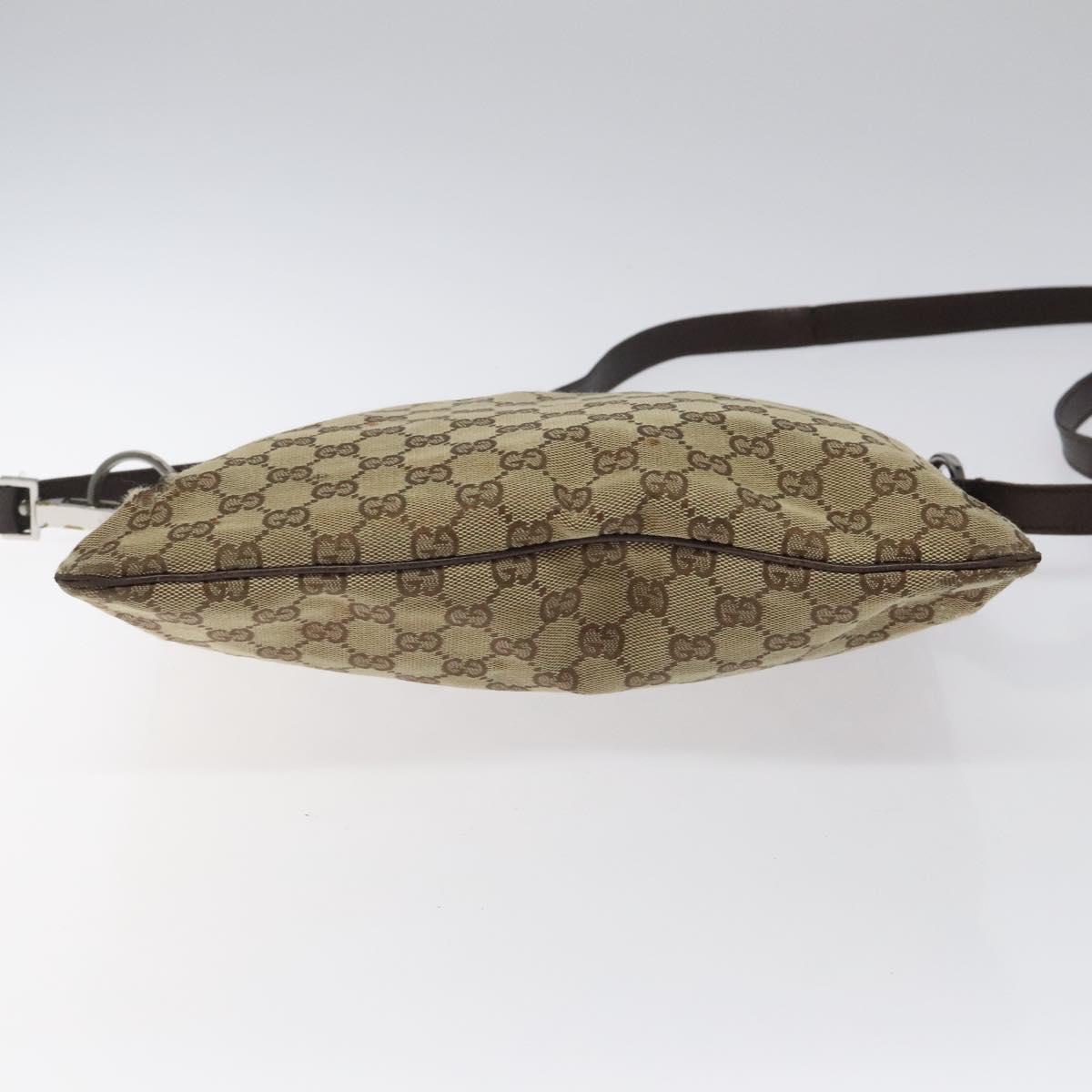 GUCCI GG Canvas Shoulder Bag Beige Silver 113013 Auth bs24169