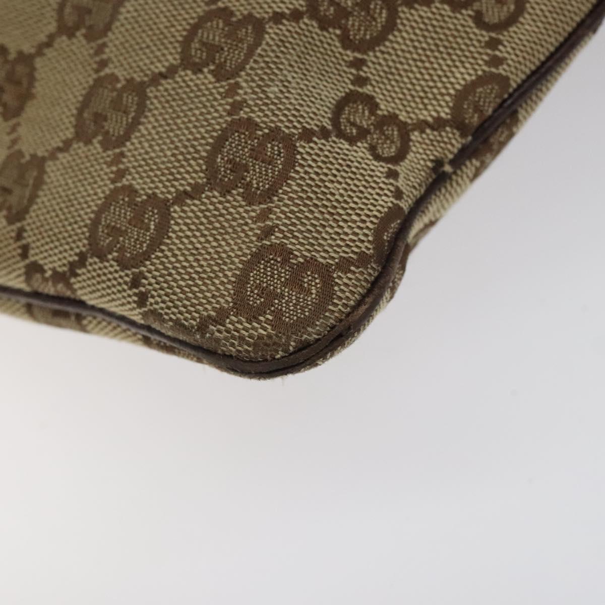GUCCI GG Canvas Shoulder Bag Beige Silver 113013 Auth bs24169