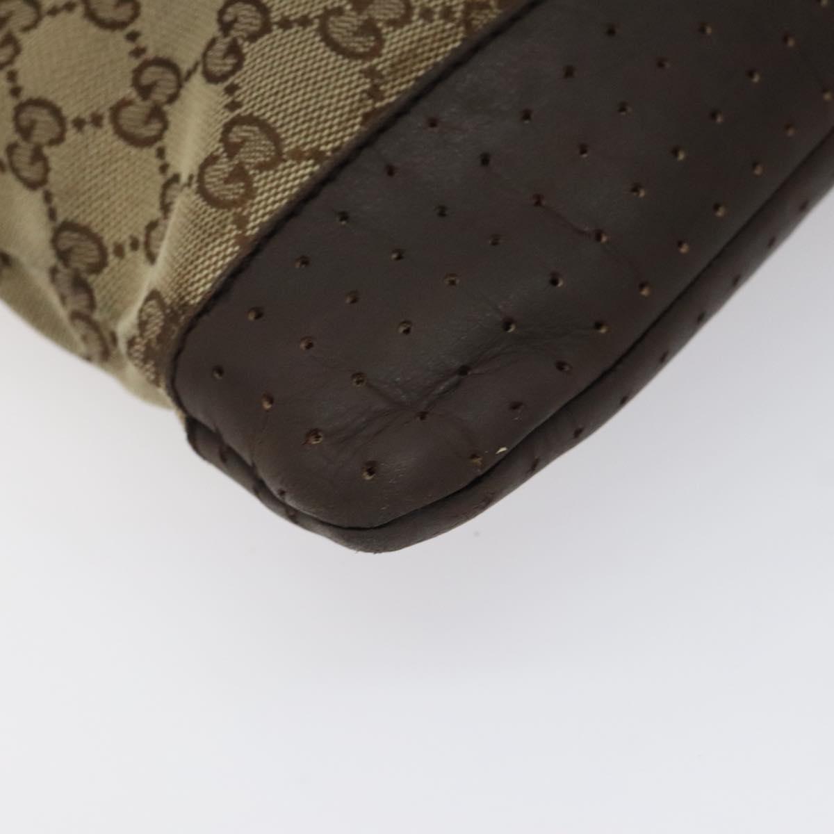 GUCCI GG Canvas Shoulder Bag Beige Silver 145856 Auth bs24170
