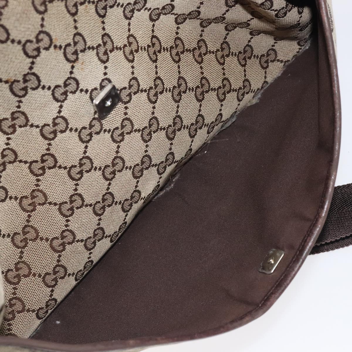 GUCCI GG Canvas Shoulder Bag Beige Silver 145856 Auth bs24170