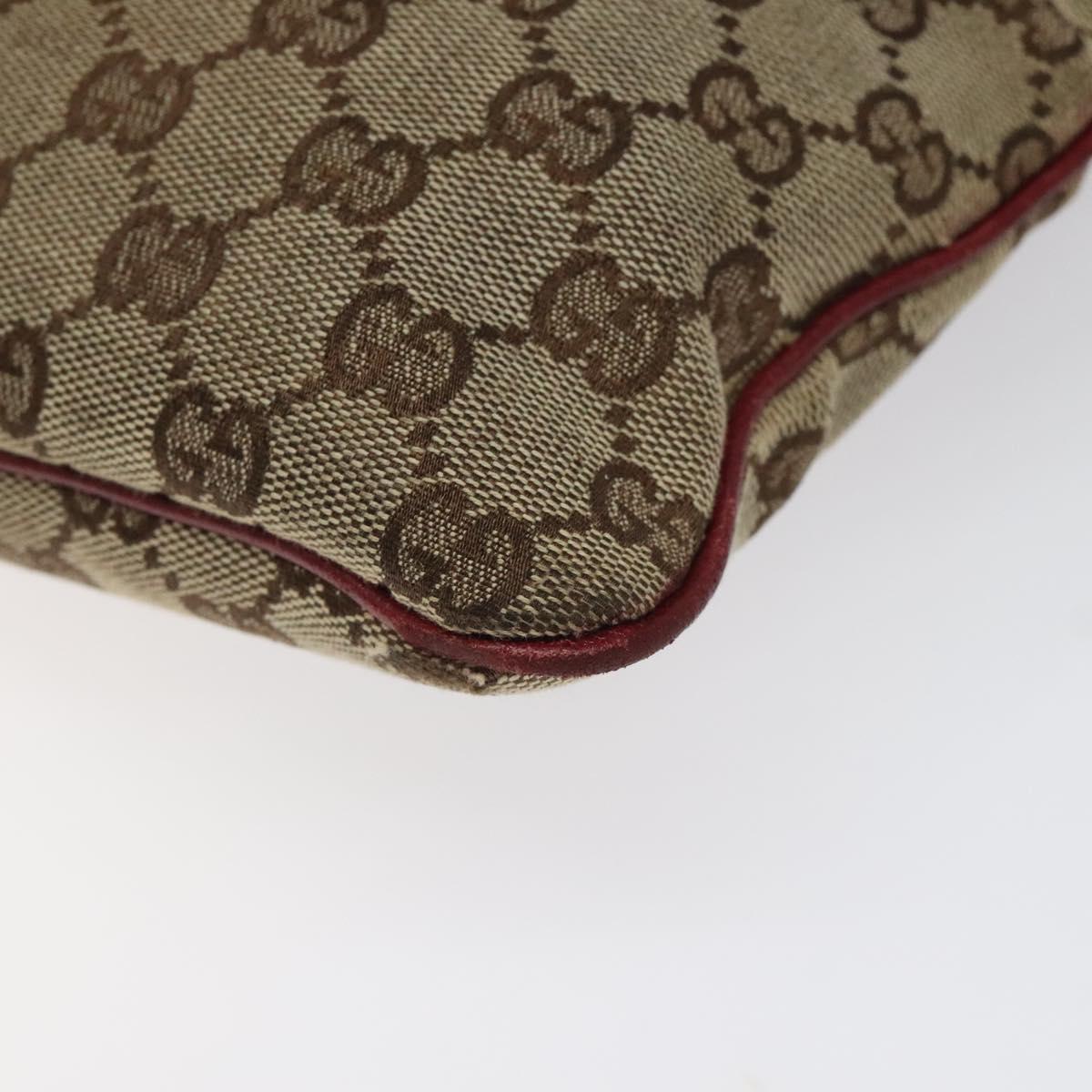 GUCCI GG Canvas Shoulder Bag Beige Silver 113013 Auth bs24171