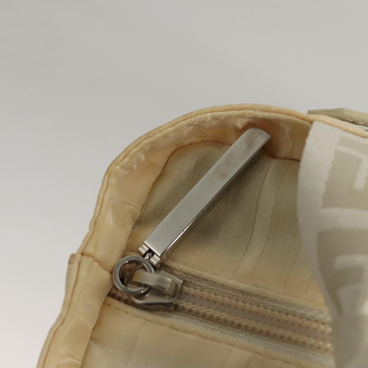 FENDI Hand Bag Nylon White Silver Auth bs24206
