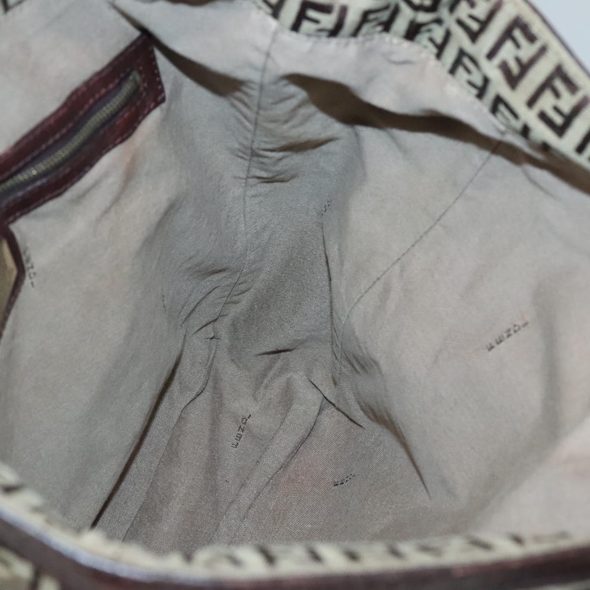 FENDI Zucchino Canvas Tote Bag Beige Gold Auth bs24207