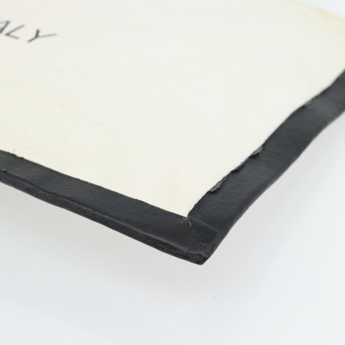 CELINE Clutch Bag Canvas White Black Auth bs24215